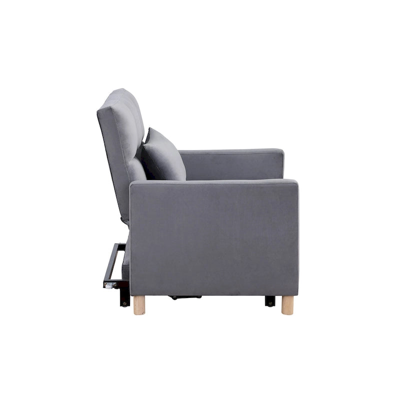 3-in-1 Convertible Sleeper Sofa Lounge Chair Bed, Black