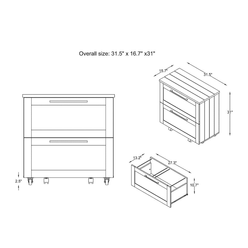 Brett Rustic Grey Oak 2-Drawer File Cabinet by Furniture of America