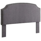 Emira Transitional Grey Adjustable Flax Upholstered Nailhead Headboard by Furniture of America