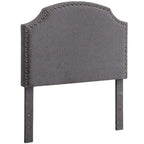 Emira Transitional Grey Adjustable Flax Upholstered Nailhead Headboard by Furniture of America