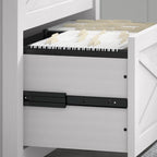 Key West 60W L Desk with File Cabinets and Bookcase by Bush Furniture