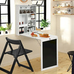 Foldable Wall Mounted Table Convertible Desk with Blackboard Shelves