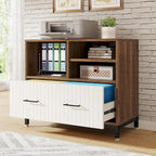 Wood Lateral File Cabinet with Drawer for Letter or A4 Size Files