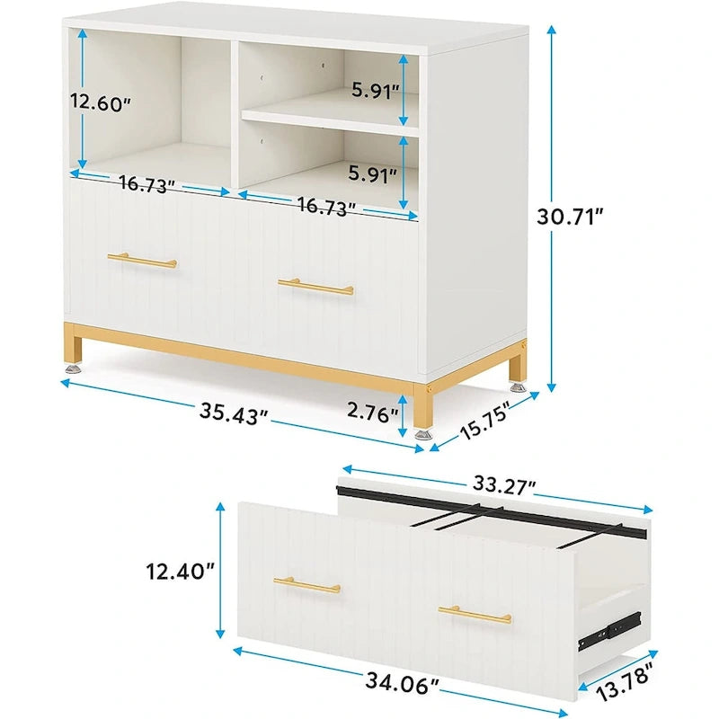 Wood Lateral File Cabinet with Drawer for Letter or A4 Size Files