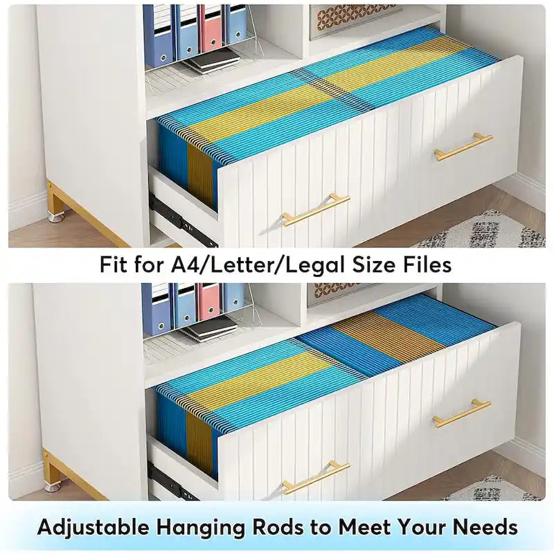 Wood Lateral File Cabinet with Drawer for Letter or A4 Size Files