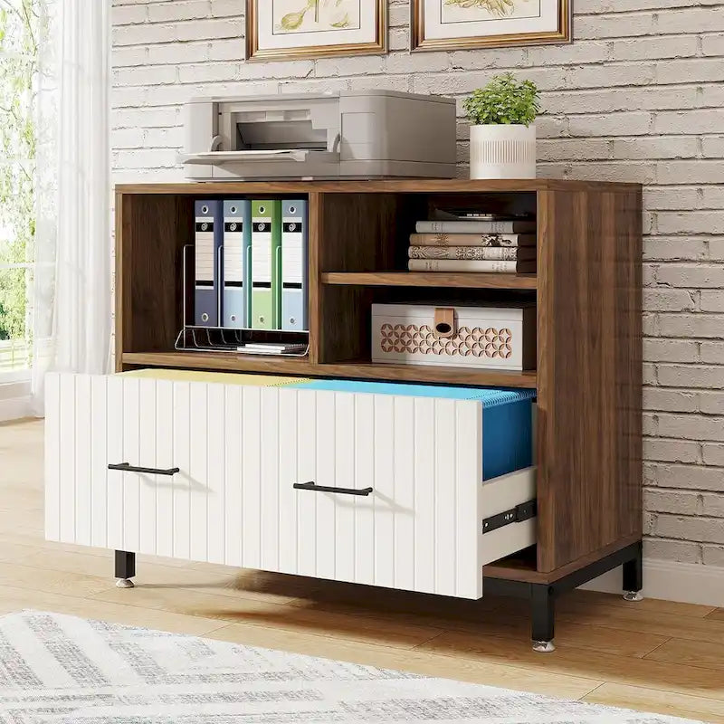Wood Lateral File Cabinet with Drawer for Letter or A4 Size Files