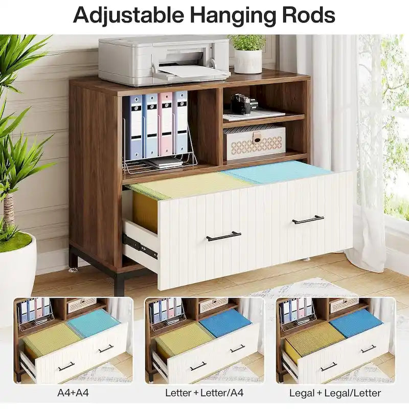 Wood Lateral File Cabinet with Drawer for Letter or A4 Size Files