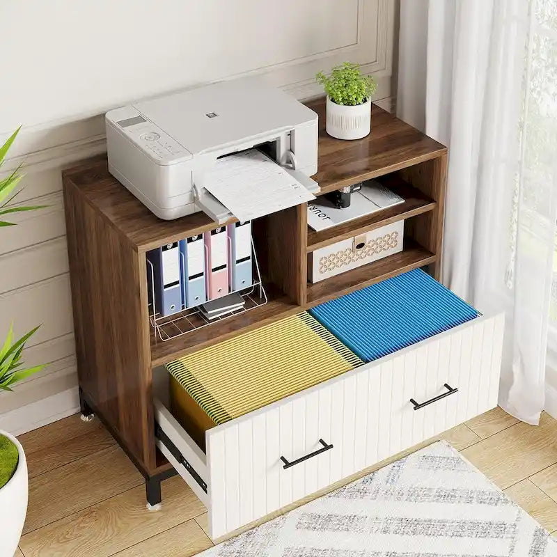 Wood Lateral File Cabinet with Drawer for Letter or A4 Size Files