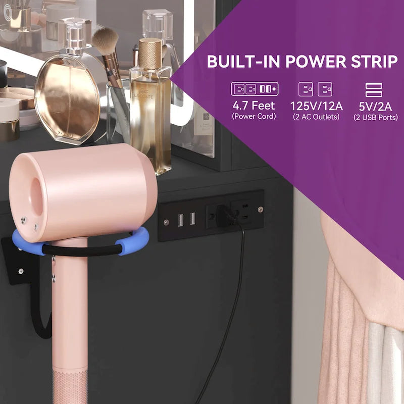 Moasis Makeup Vanity Table Cushioned Stool Vanity Desk Set - 35.43L x 15.74W x 53.54H