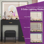 Moasis Makeup Vanity Table Cushioned Stool Vanity Desk Set - 35.43L x 15.74W x 53.54H