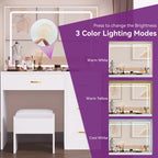 Moasis Makeup Vanity Table Cushioned Stool Vanity Desk Set - 35.43L x 15.74W x 53.54H