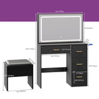 Moasis Makeup Vanity Table Cushioned Stool Vanity Desk Set - 35.43L x 15.74W x 53.54H