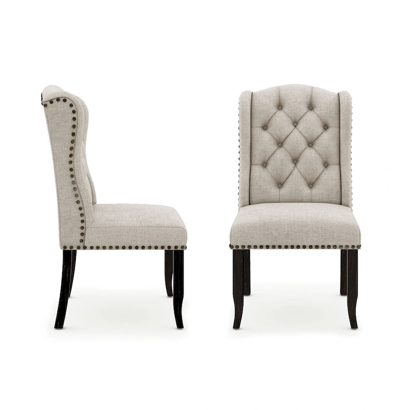 DH LUX Traditional Button-Tufted Set of 2 Dining Chairs by Denhour