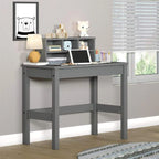 Wooden Writing Desk with Hutch in Grey