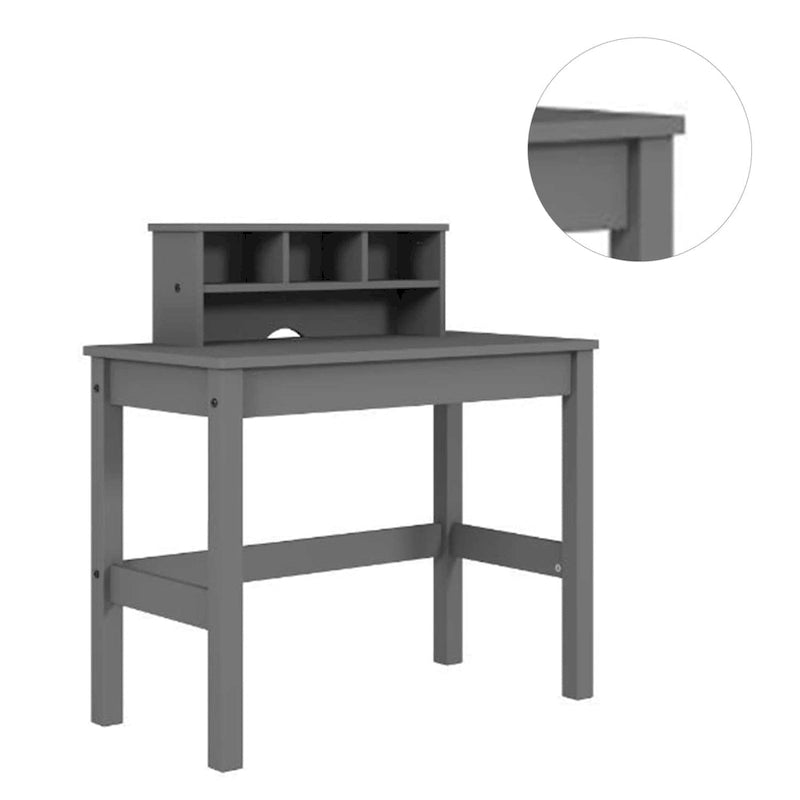 Wooden Writing Desk with Hutch in Grey