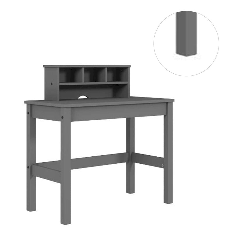 Wooden Writing Desk with Hutch in Grey