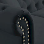 [Video] 80 Chesterfield Sofa Black Velvet for Living Room, 3 Seater Sofa Tufted Couch with Rolled Arms and Nailhead for Living