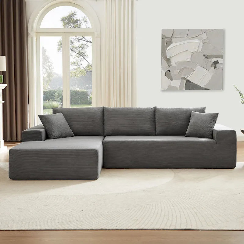 Sectional Couch corduroy Covers 2 pcs L Shape Sectional Sofa Couches for Living Room, Bedroom, Salon, 2 PC Free Combination, Gr