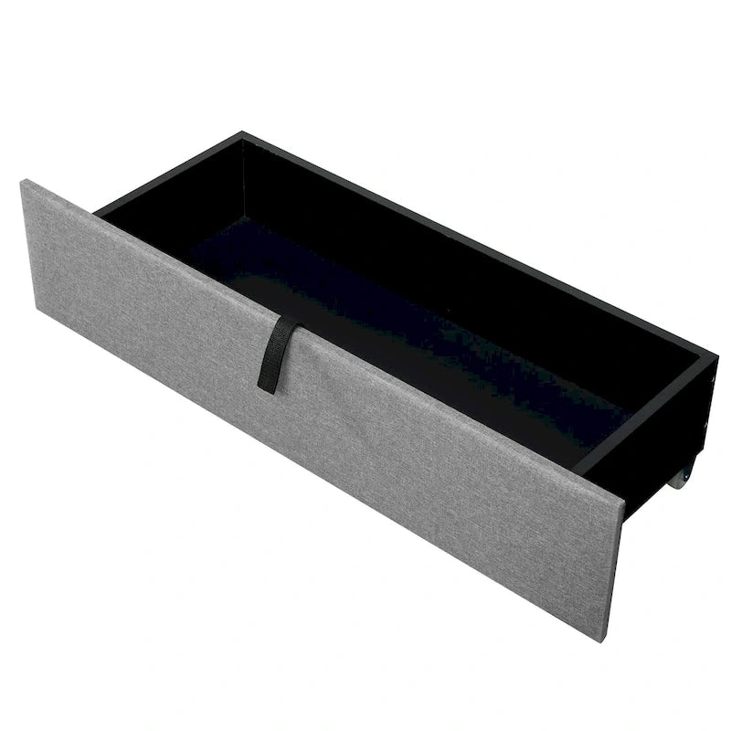 Full size Upholstered Platform Bed with Storage Headboard, Trundle & 2 drawers USB Ports, Linen, Beige