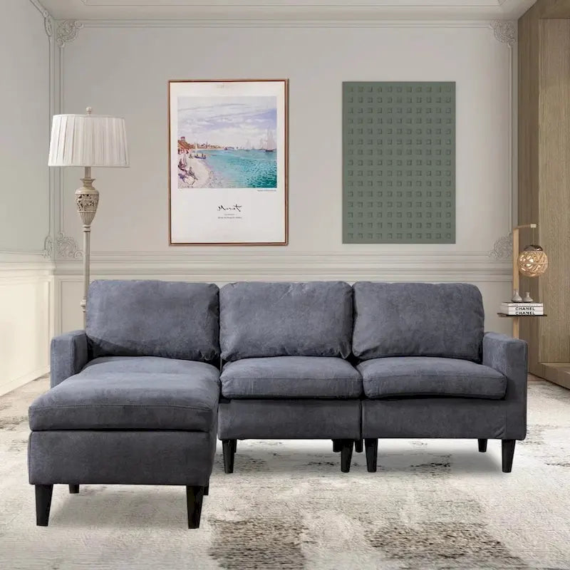 DIY Convertible Sectional Sofa Couch with Ottoman