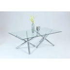 Somette Leilany 42 x 72 Rectangular Dining Table - Stainless Steel