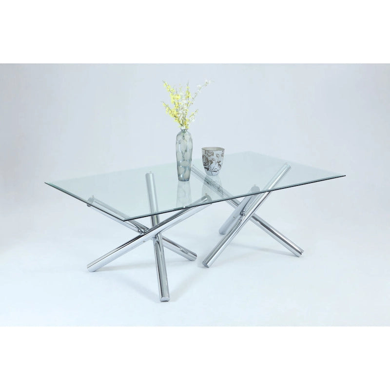 Somette Leilany 42 x 72 Rectangular Dining Table - Stainless Steel