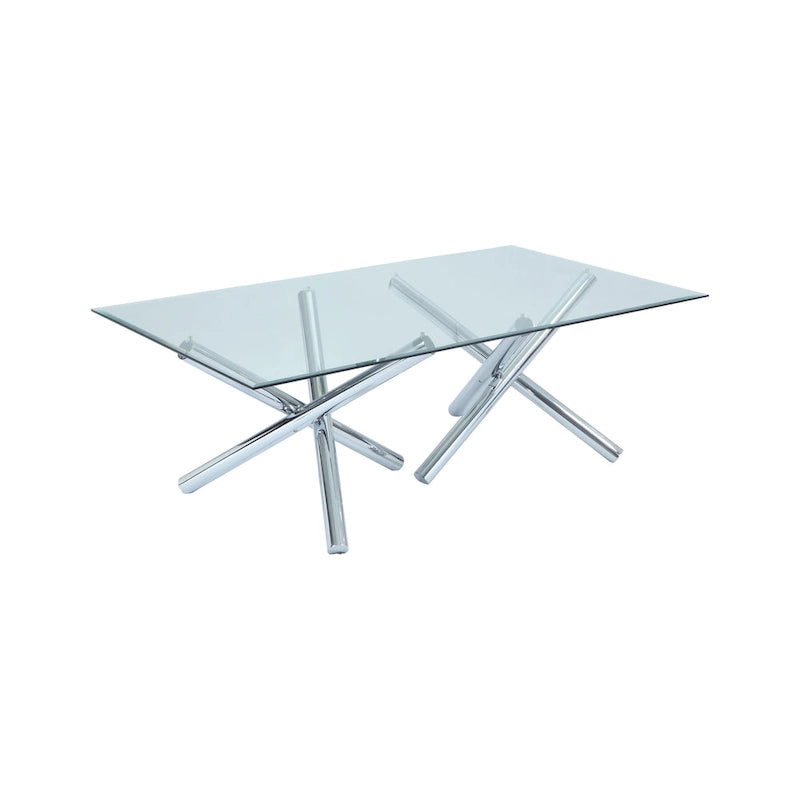 Somette Leilany 42 x 72 Rectangular Dining Table - Stainless Steel
