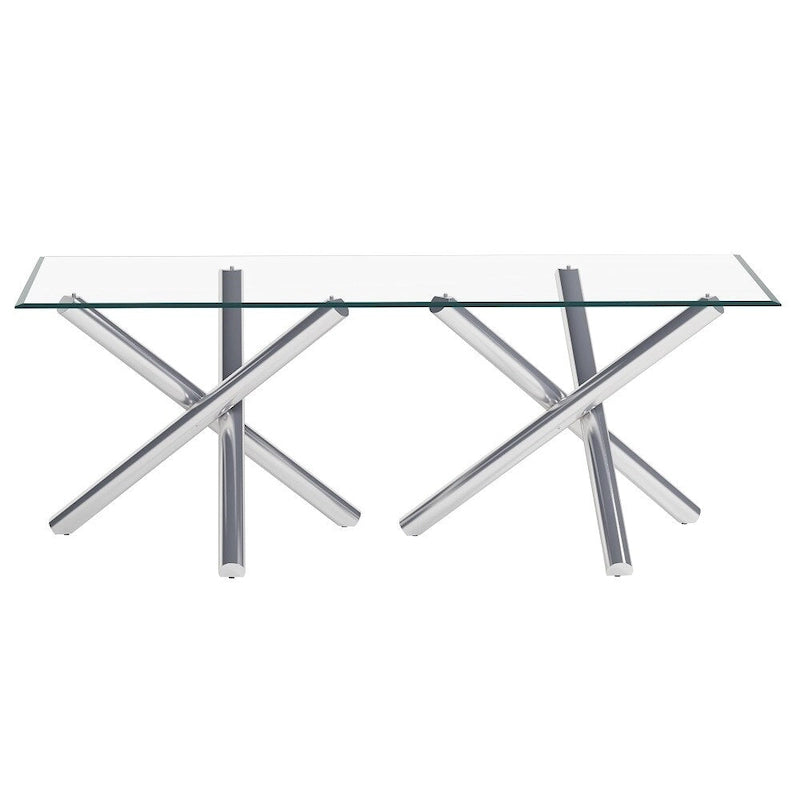 Somette Leilany 42 x 72 Rectangular Dining Table - Stainless Steel