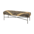 Avery I Olive & Beige Upholstered Patterned Seat Accent Bench - 55W x 17D x 18H