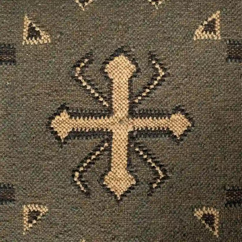 Avery I Olive & Beige Upholstered Patterned Seat Accent Bench - 55W x 17D x 18H