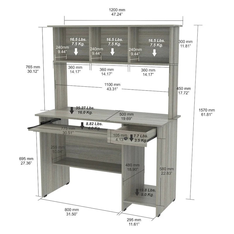 Porch & Den Ruthven Computer Desk and Hutch