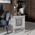 Mirrored Nightstand Clock End Table Silver Bedside Table Living Room - 19x13x25
