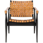 SAFAVIEH Couture Zenica Leather Safari Chair - 24.5 W x 30 L x 30 H - 25W x 30D x 30H