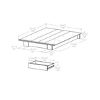 Queen size White Modern Platform Bed Frame with Bottom Storage Drawer