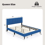 Costway Queen Upholstered Platform Bed Mattress Foundation Button