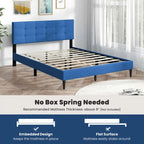 Costway Queen Upholstered Platform Bed Mattress Foundation Button