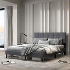 Costway Queen Upholstered Platform Bed Mattress Foundation Button