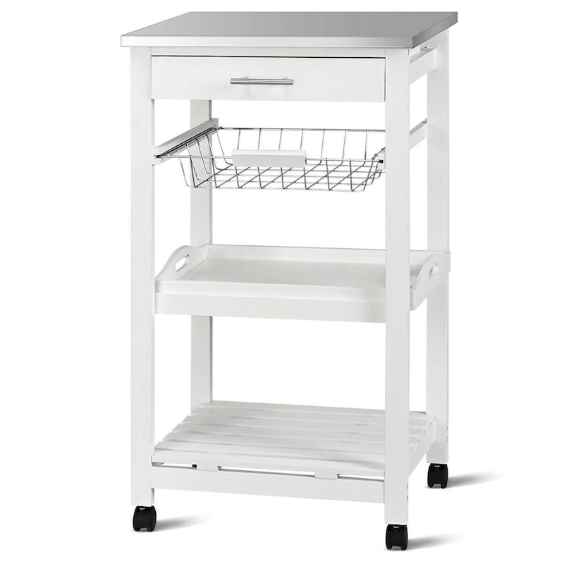 Rolling Kitchen Trolley Storage Basket And Drawers Cart - 18.5 x 14.5 x 33 ( L x W x H )
