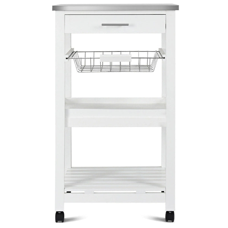 Rolling Kitchen Trolley Storage Basket And Drawers Cart - 18.5 x 14.5 x 33 ( L x W x H )