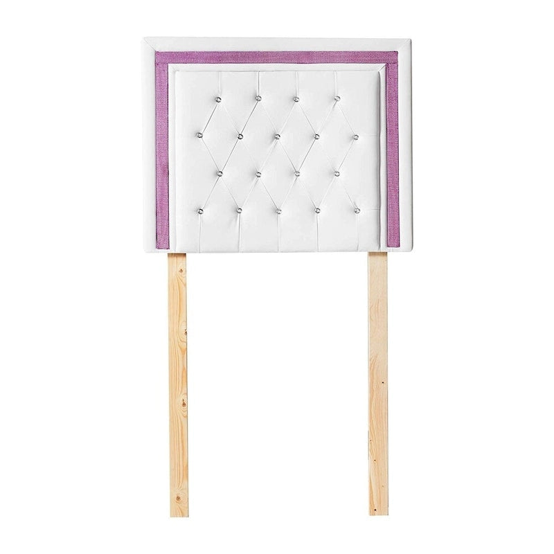 Tavira Allure College Dorm Headboard - White with Purple Crystal Border by DormCo