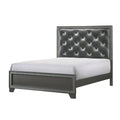 Hoyt Dark Gray Faux Leather Upholstered Tufted King Panel Bed
