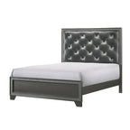 Hoyt Dark Gray Faux Leather Upholstered Tufted King Panel Bed