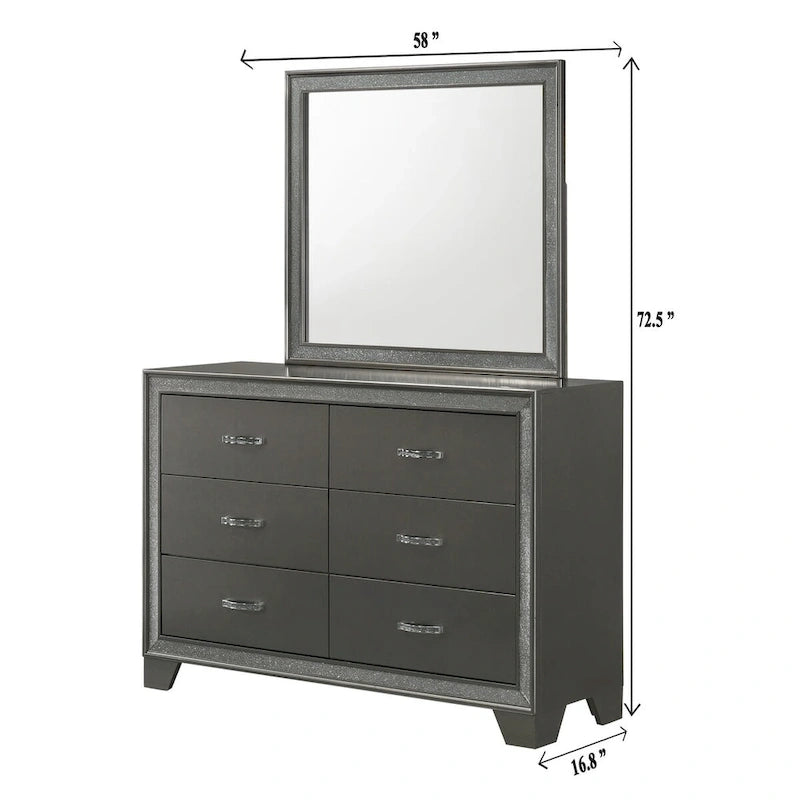 Hoyt Dark Gray Faux Leather Upholstered Tufted King Panel Bed