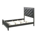 Hoyt Dark Gray Faux Leather Upholstered Tufted King Panel Bed