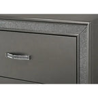 Hoyt Dark Gray Faux Leather Upholstered Tufted King Panel Bed