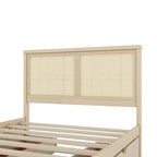 Harper&Bright Designs Rattan Headboard Storage Platform Bed with 4 Drawers