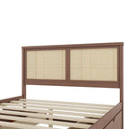 Harper&Bright Designs Rattan Headboard Storage Platform Bed with 4 Drawers