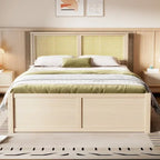 Harper&Bright Designs Rattan Headboard Storage Platform Bed with 4 Drawers