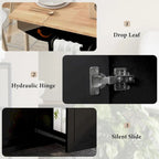 Kitchen Island on Wheels with Drop Leaf and 3 Tier Pull Out Organizer