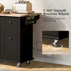 Kitchen Island on Wheels with Drop Leaf and 3 Tier Pull Out Organizer